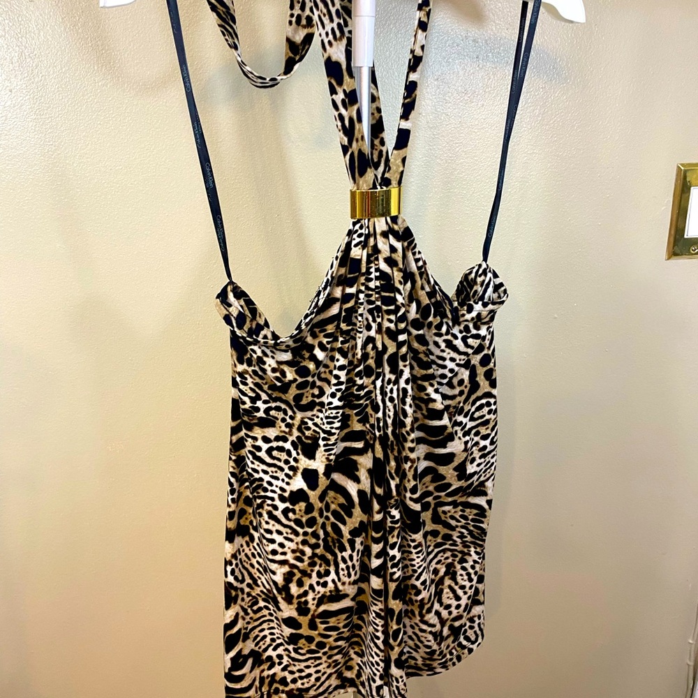 Leopard print Large halter tie back top